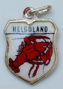 HELGOLAND, Germany - Lobster - Vintage Enamel Travel Shield Charm - Click Image to Close